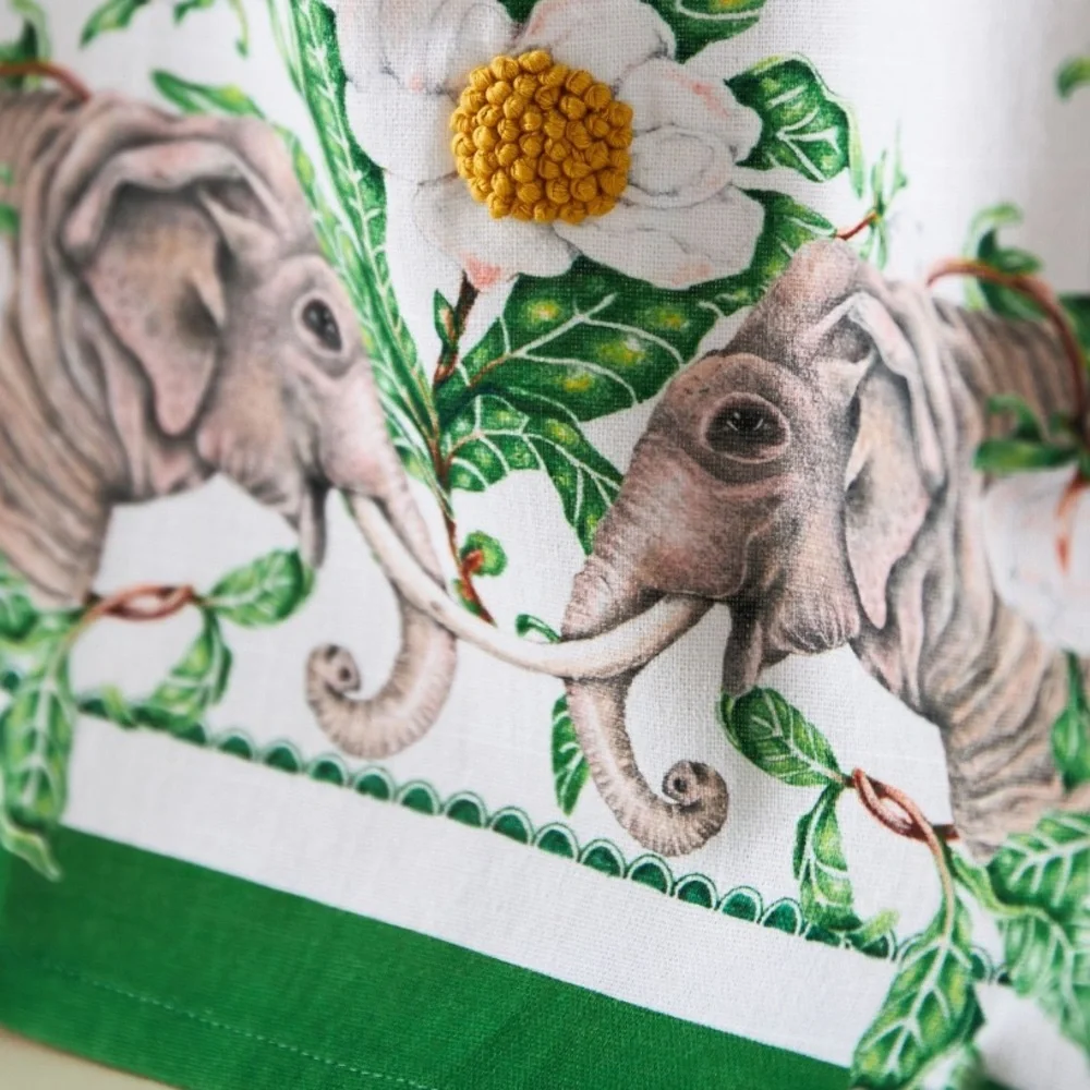 Lou Rota twin Elephants dish towel